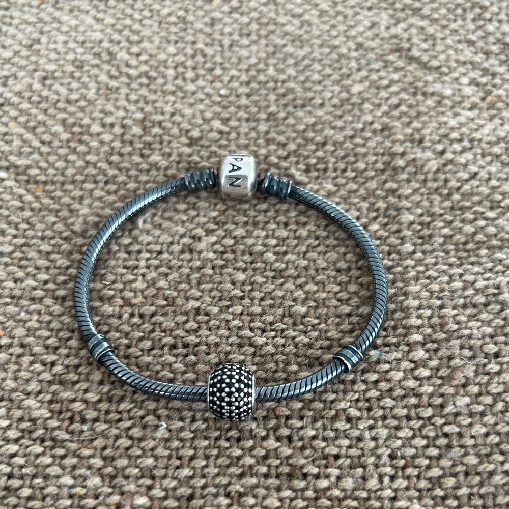 Pandora Black Sterling Silver Charm Bracelet with 1 Pandora Charm